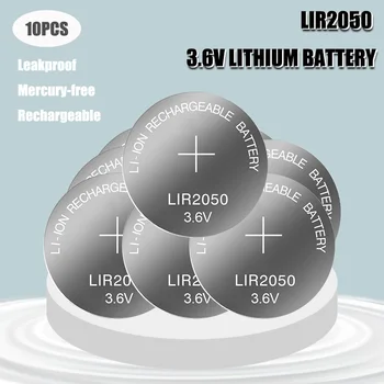 10PCS Uzlādējams Akumulators LIR2050 3,6 V Litija Pogas, Monētas Šūnu Baterijas Skatīties Šūnas LIR 2032 Aizstāj CR2050/ML2050