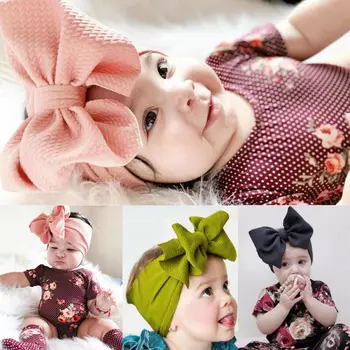 Bērnu Piederumi Jaundzimušā Bērna Galvu Baby Meitenes Cepures Cietā Bowknot Mīksto Turban Mezgls Hairband Bērnu Dāvanas