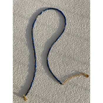 Dabas Lapis Lazuli Akmens Pērles Kaklarota sānslīdi kaklasaite Kaklarotas Vienkāršu Sieviešu Kaklarota Sievietēm, Rotaslietas, Dāvanu