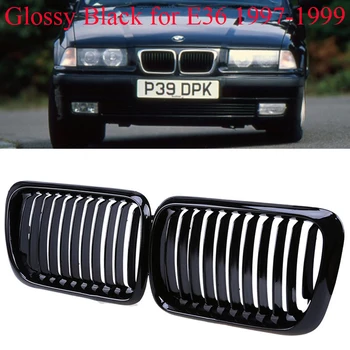 E36 Restes BMW 318i 323i 320i 325i 328i ABS Priekšā Nomaiņa Pārsegs Nieres Grils Bmw 1997 1998 1999 Gloss Black
